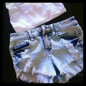 High Rise Blue Jean Shorts
